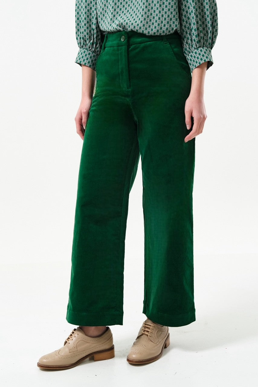 Tim Baby Cord Straight Cut Trousers - Dark Green