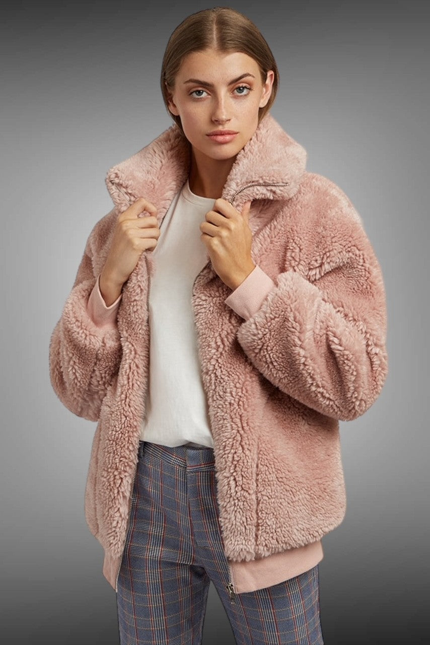 Woody Borg Oversized Bomber Jacket - Pink | JOY