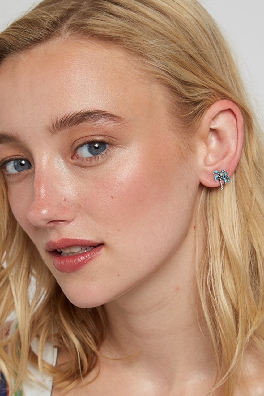 Nellie Green Palm Tree Stud Earrings - Styled