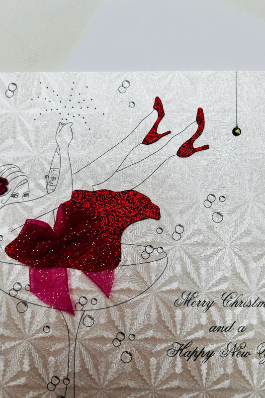 Merry Christmas Champagne Glass Card