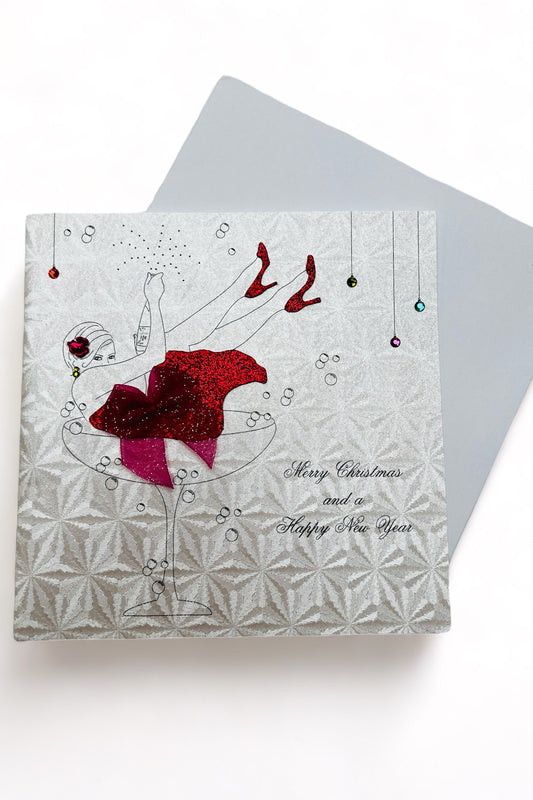 Merry Christmas Champagne Glass Card