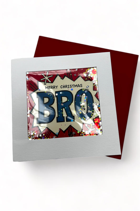 Merry Christmas Bro Glitter Card