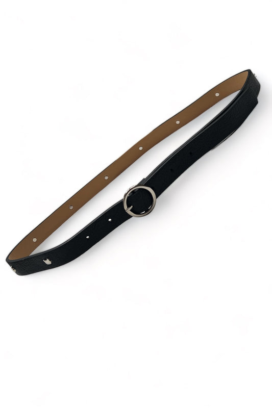 Wilma Silver Cat Studded Black Belt