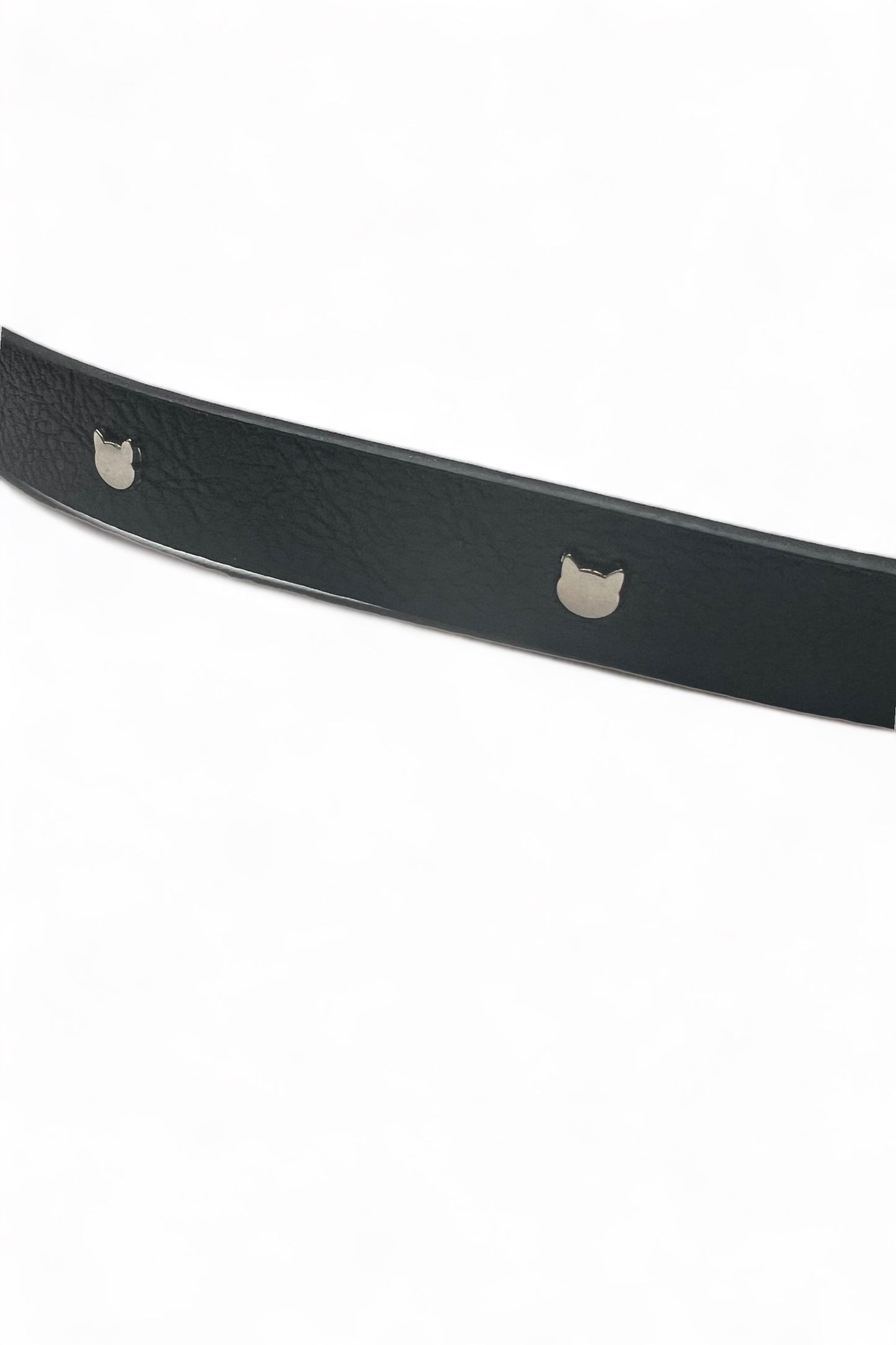 Wilma Silver Cat Studded Black Belt