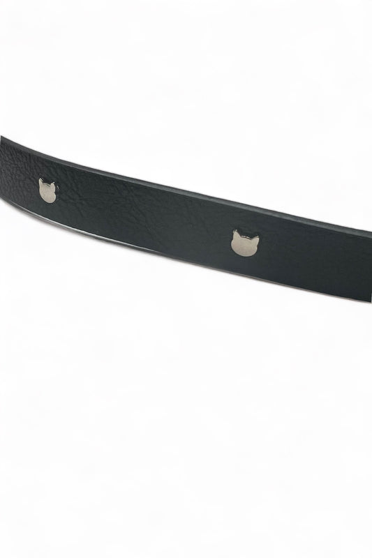 Wilma Silver Cat Studded Black Belt