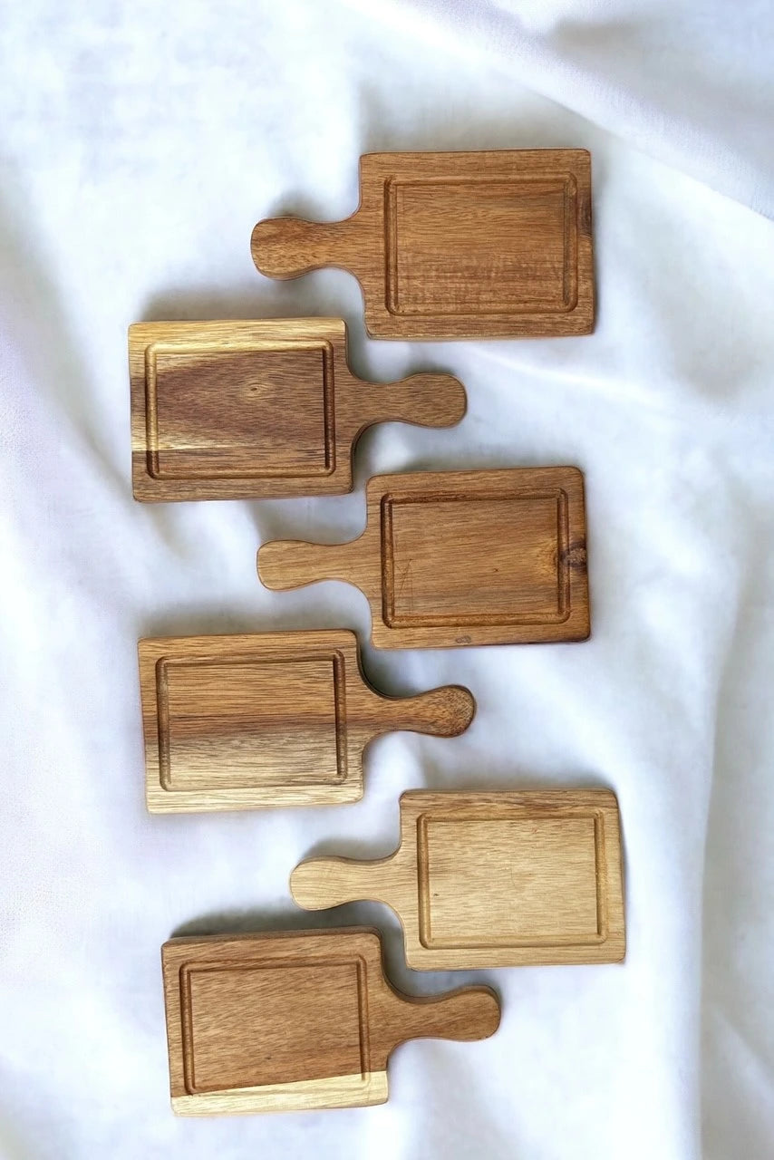 Set of 6 Mini Wooden Serving Platters