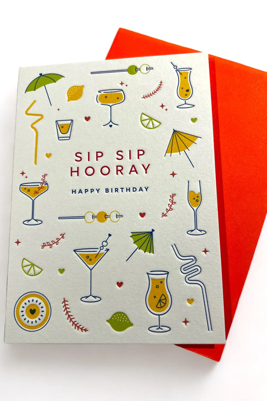 Sip Sip Hooray Birthday Card