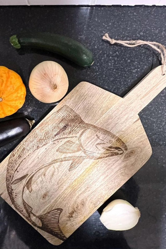 Fish Etched Wood Chopping Board