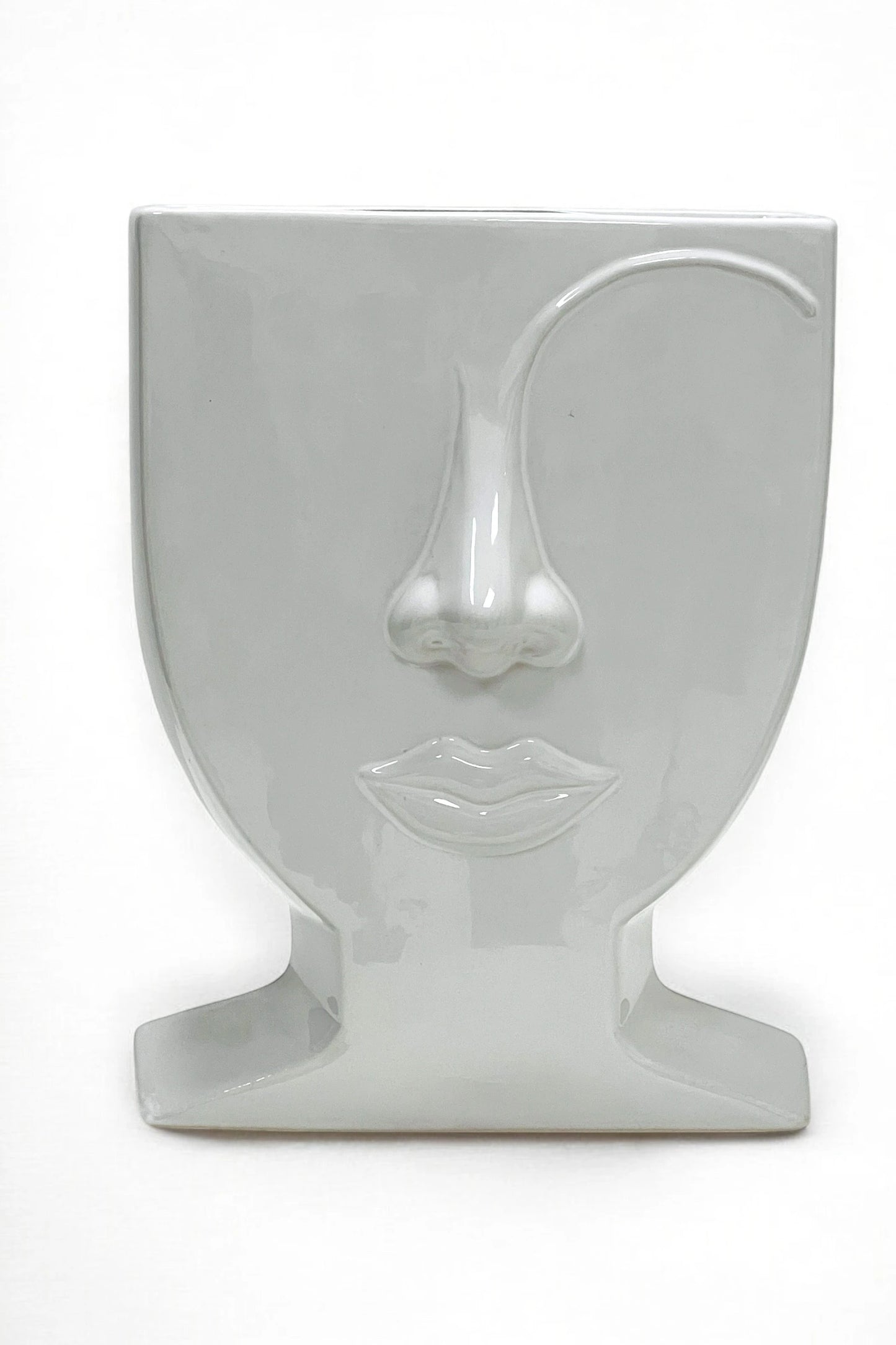 Large Woman Relief Face Vase
