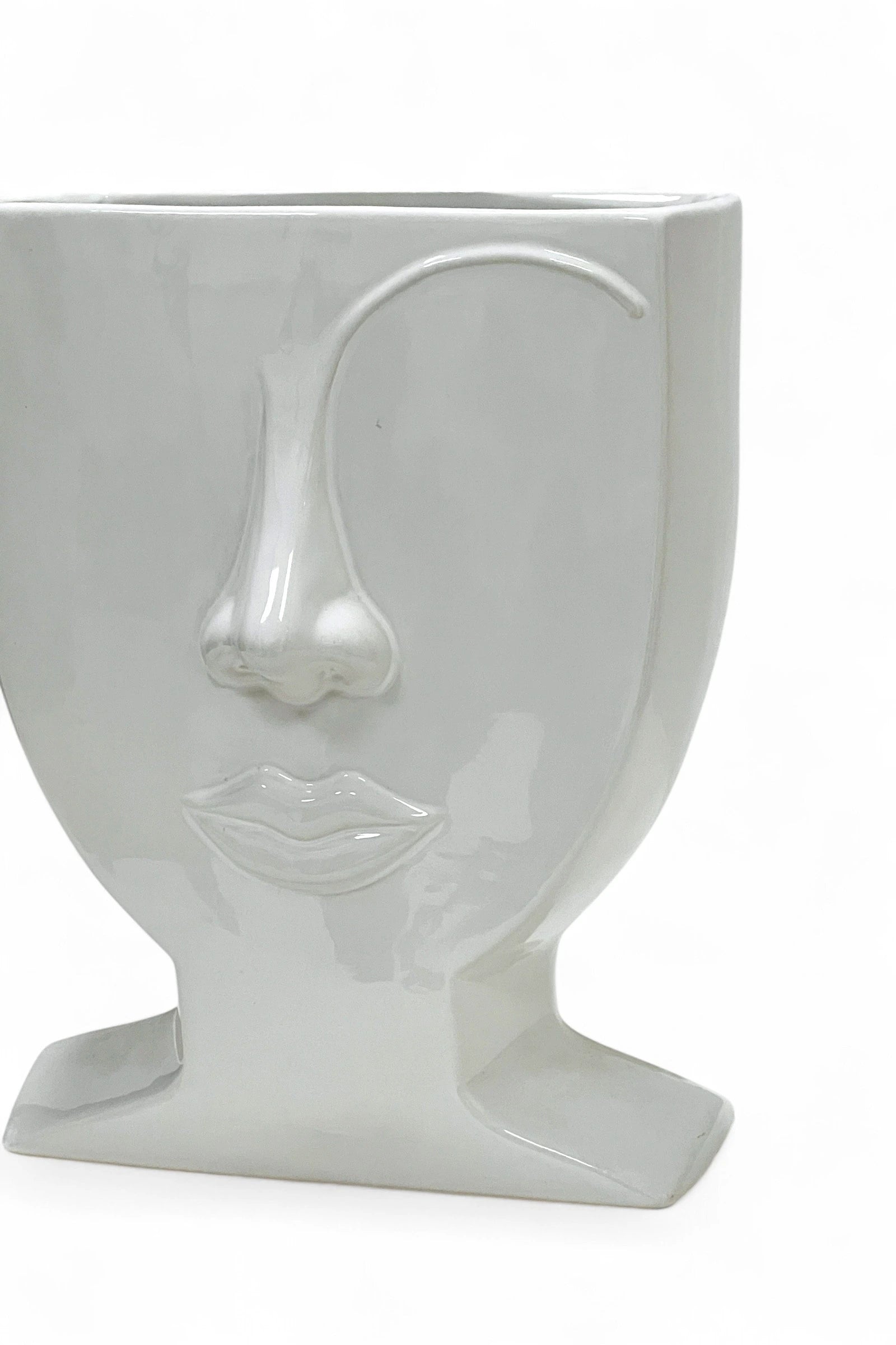Large Woman Relief Face Vase
