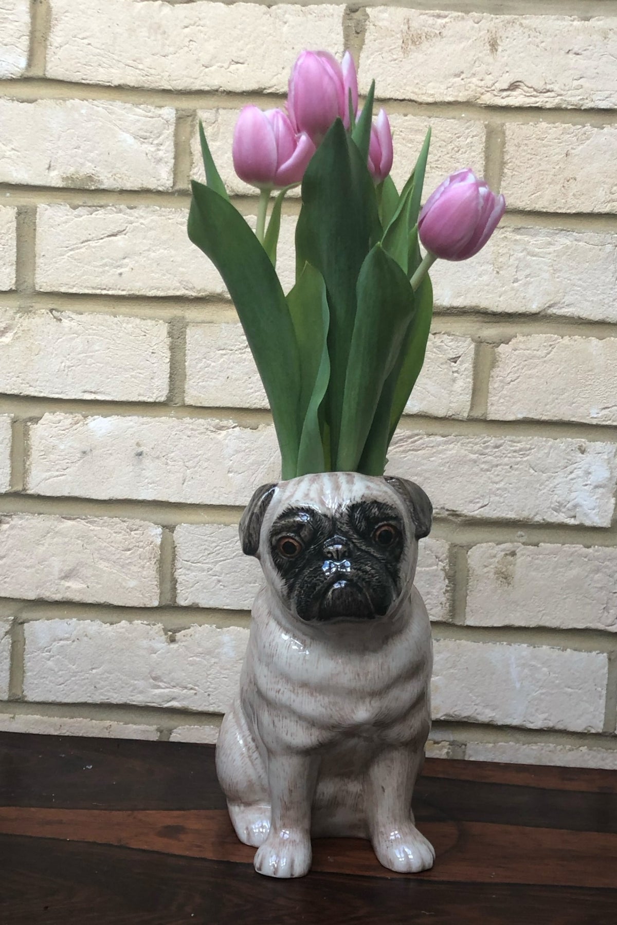 Pug Hand Painted Ceramic Vase