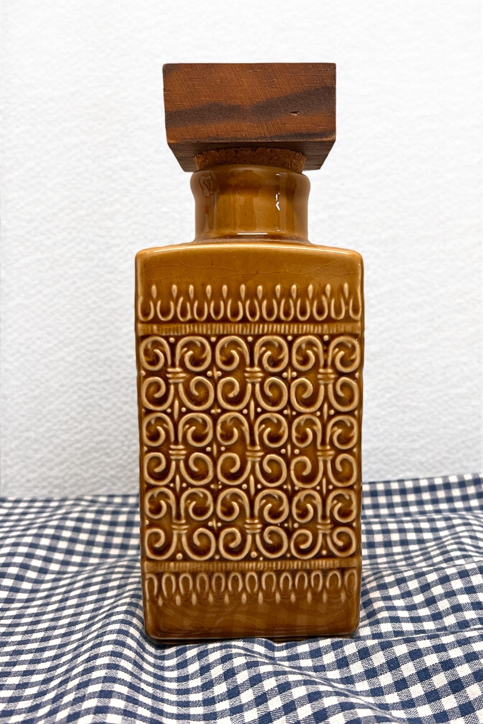 Vintage Style Brown Patterned Bottle - Styled