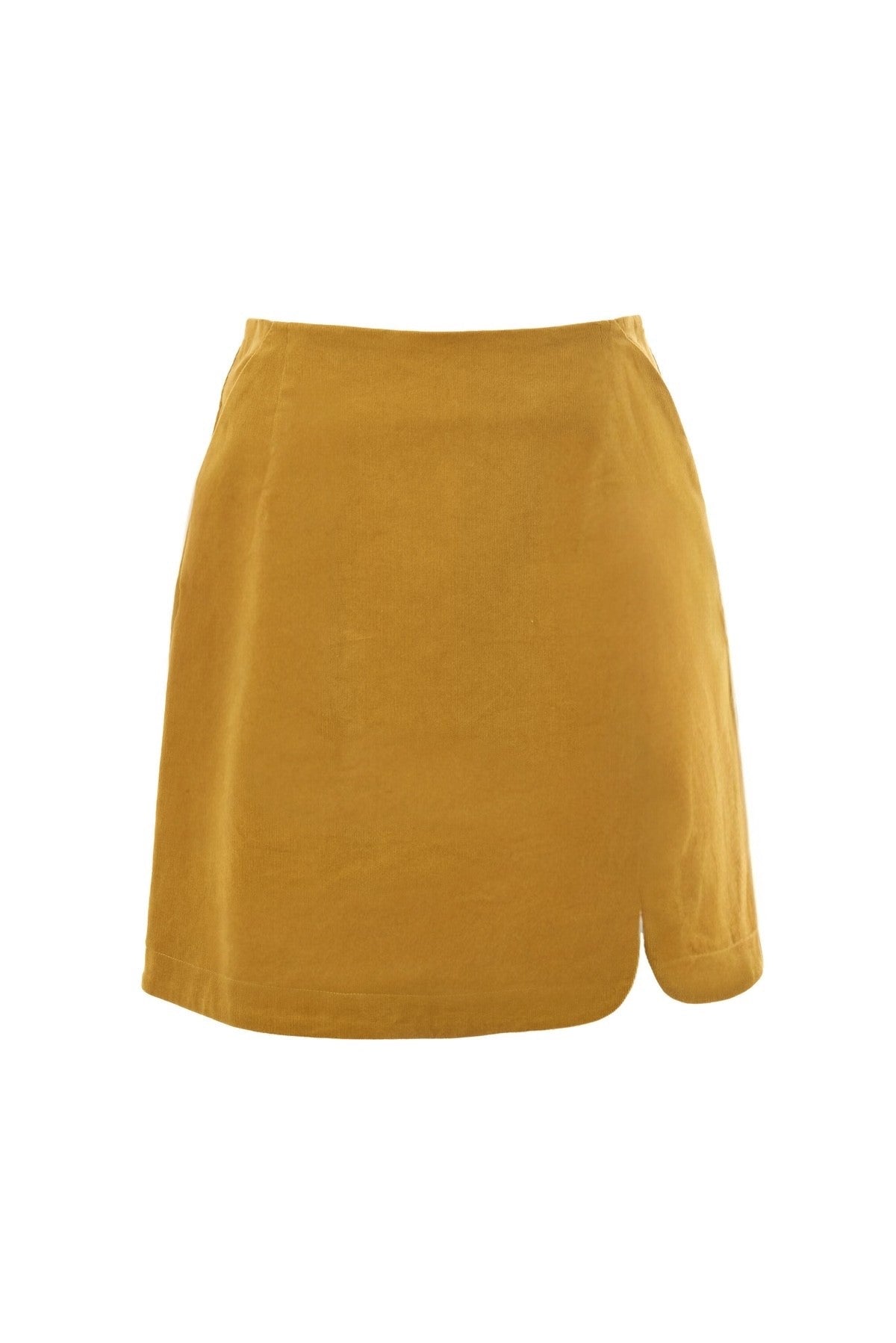 Ria Babycord A-Line Mini Skirt - Mustard - Styled