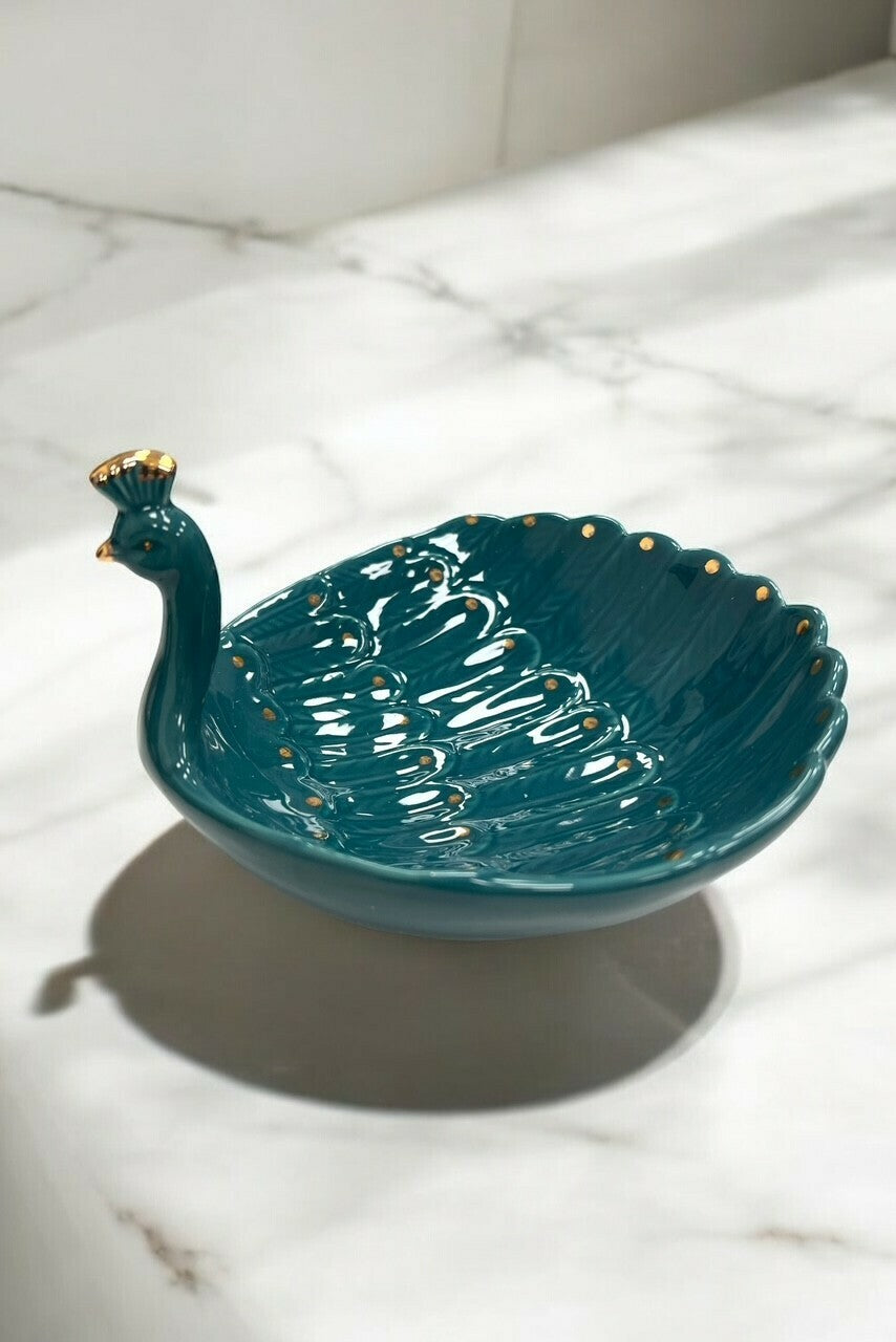 Peacock Ceramic Trinket Tray