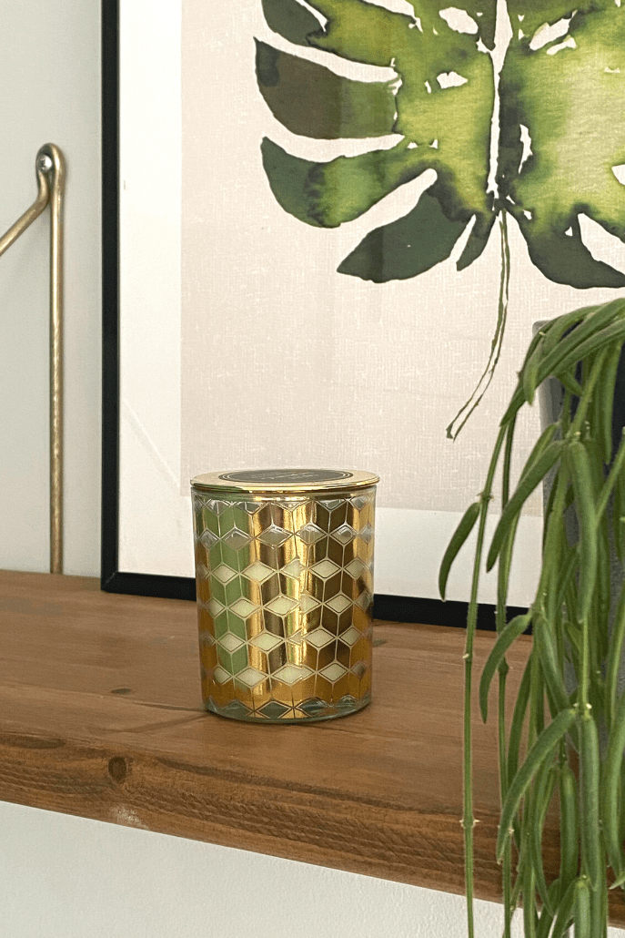 Gold Chevron Deco Candle - Styled