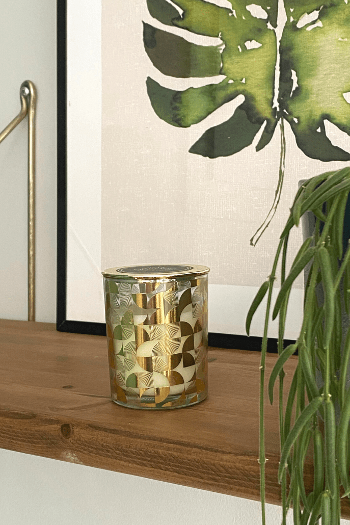 Gold Fan Deco Candle - Styled