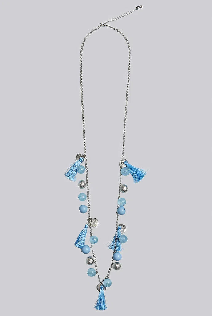 Laura Tassel And Bead Necklace - Silver