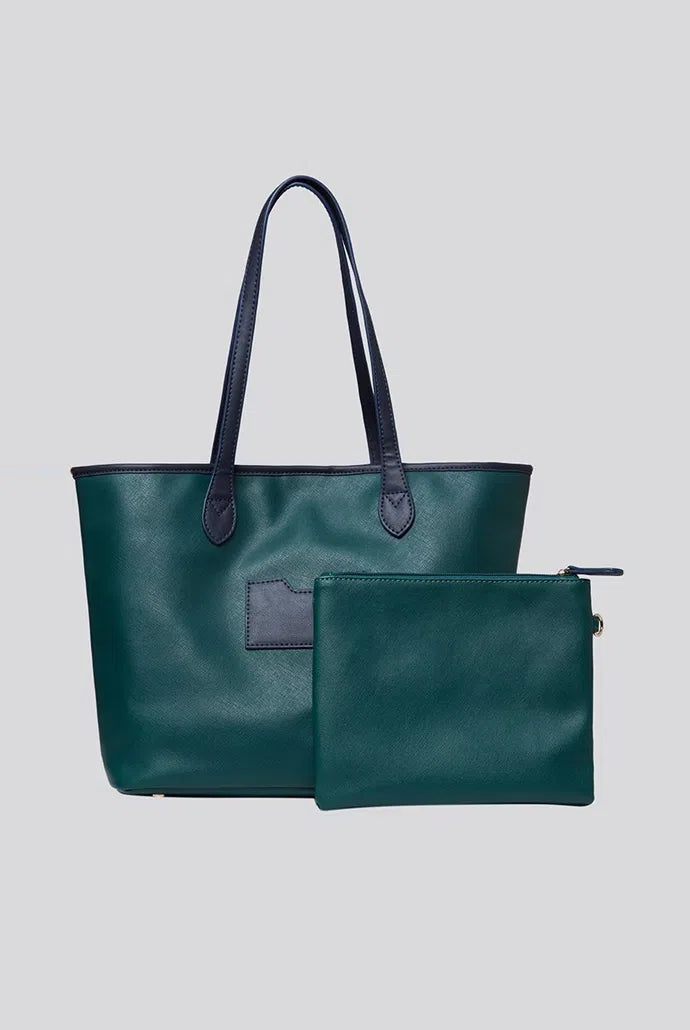 Amelia Contrast Strap Tote Bag  - Green - Detail 1