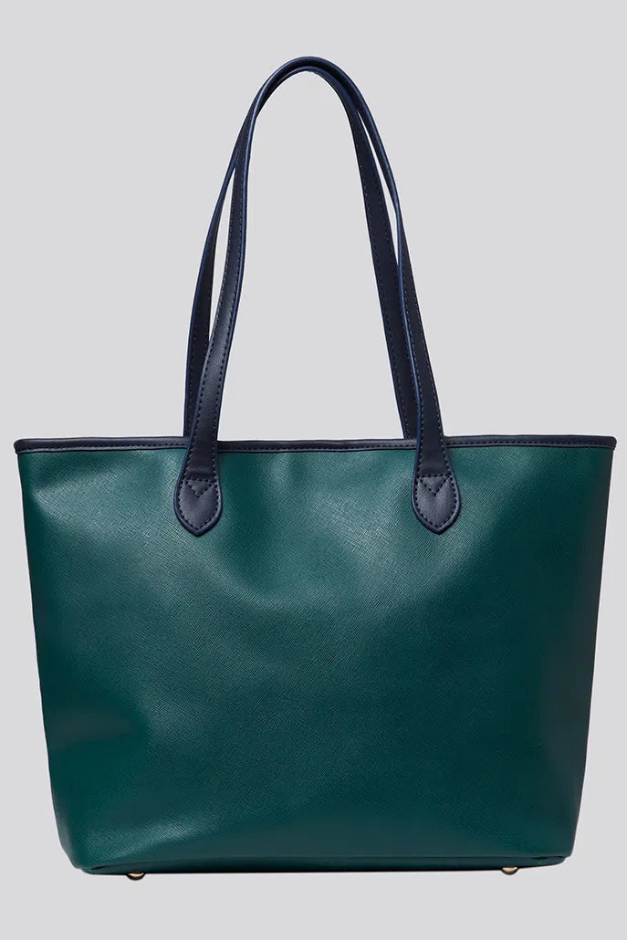 Amelia Contrast Strap Tote Bag  - Green - Detail 7