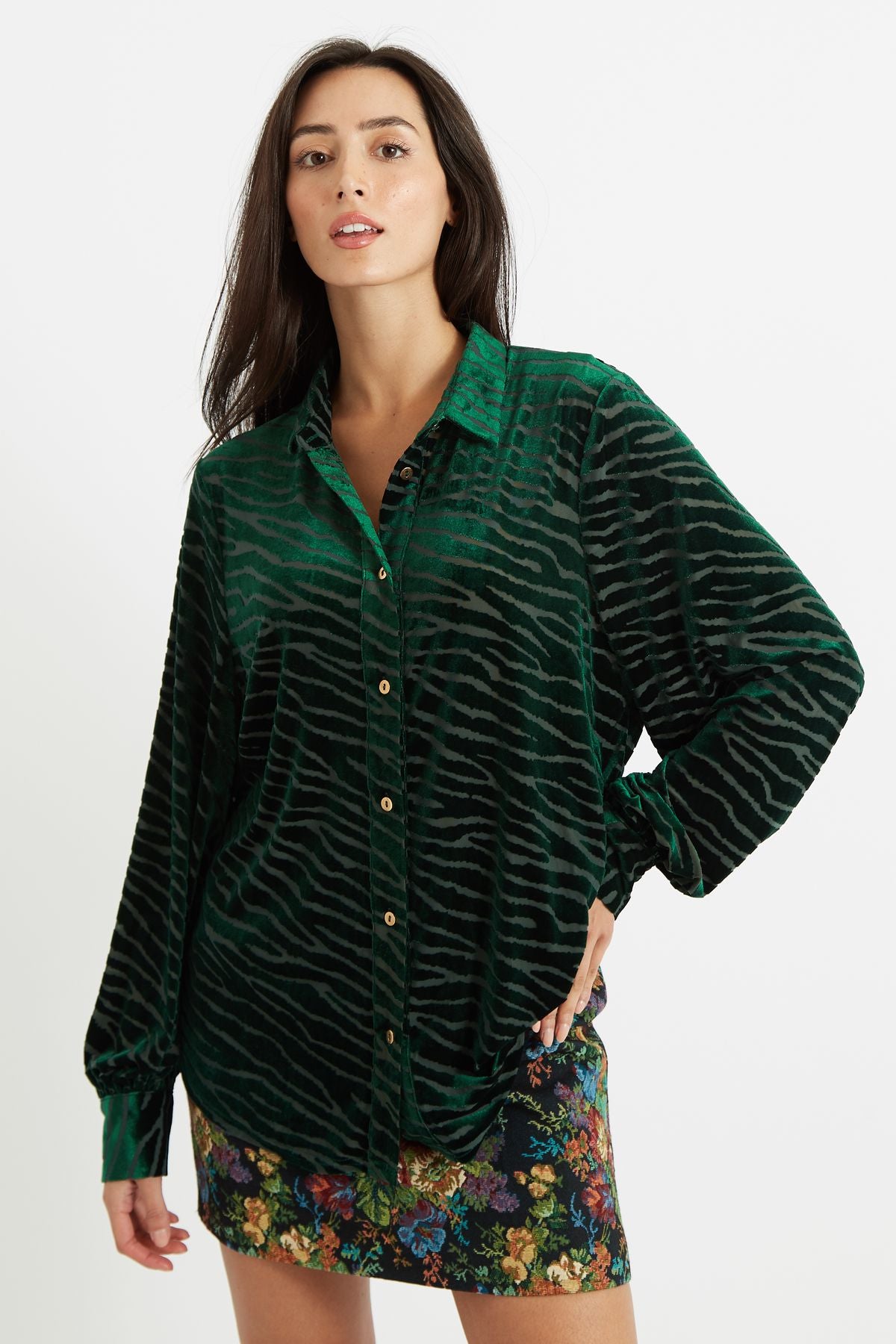 Louche Byron Zebra Devore Shirt Green