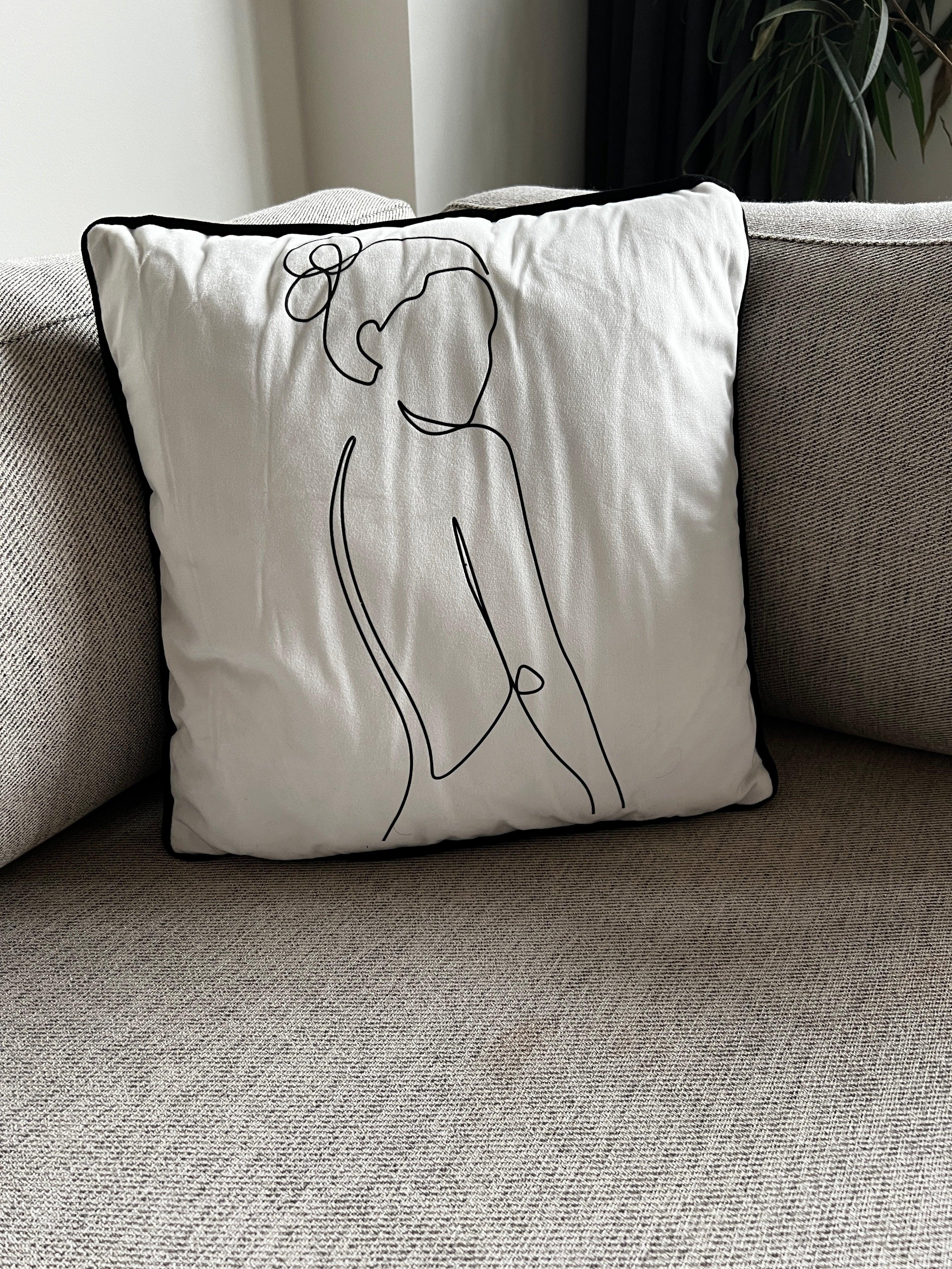 Velvet Standing Woman Cushion - Styled