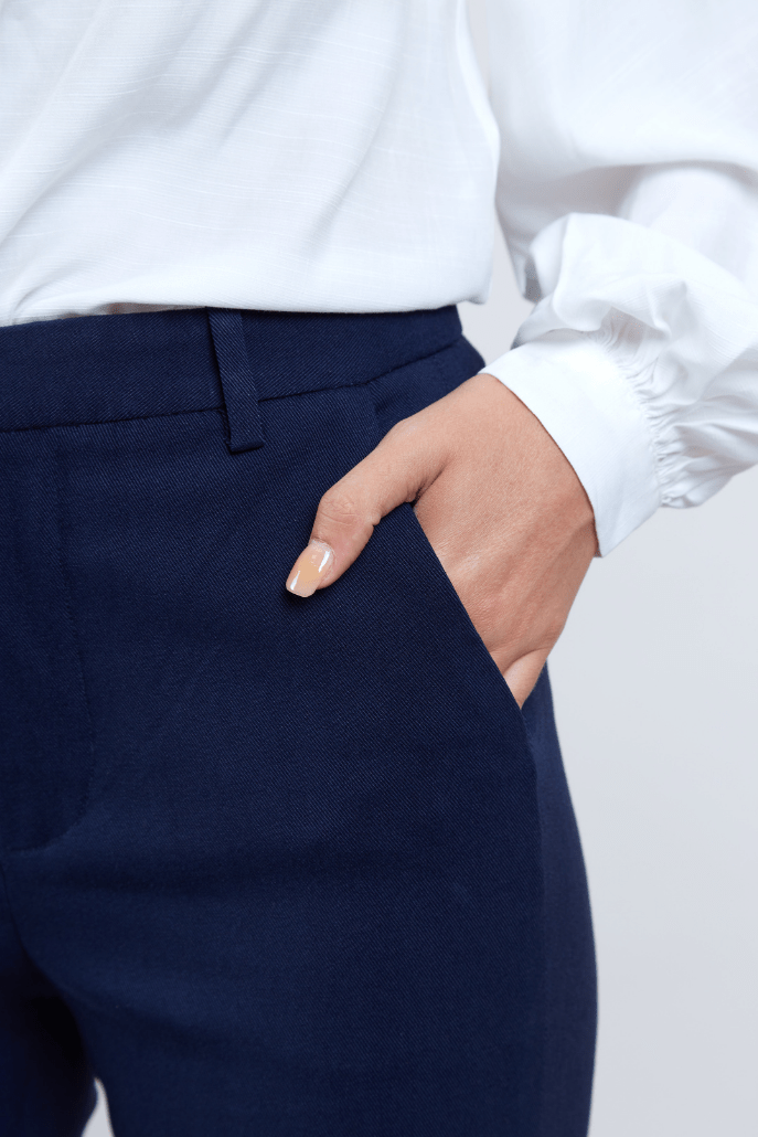 Louche Joele Slim Fit Trouser - Navy - Detail 3