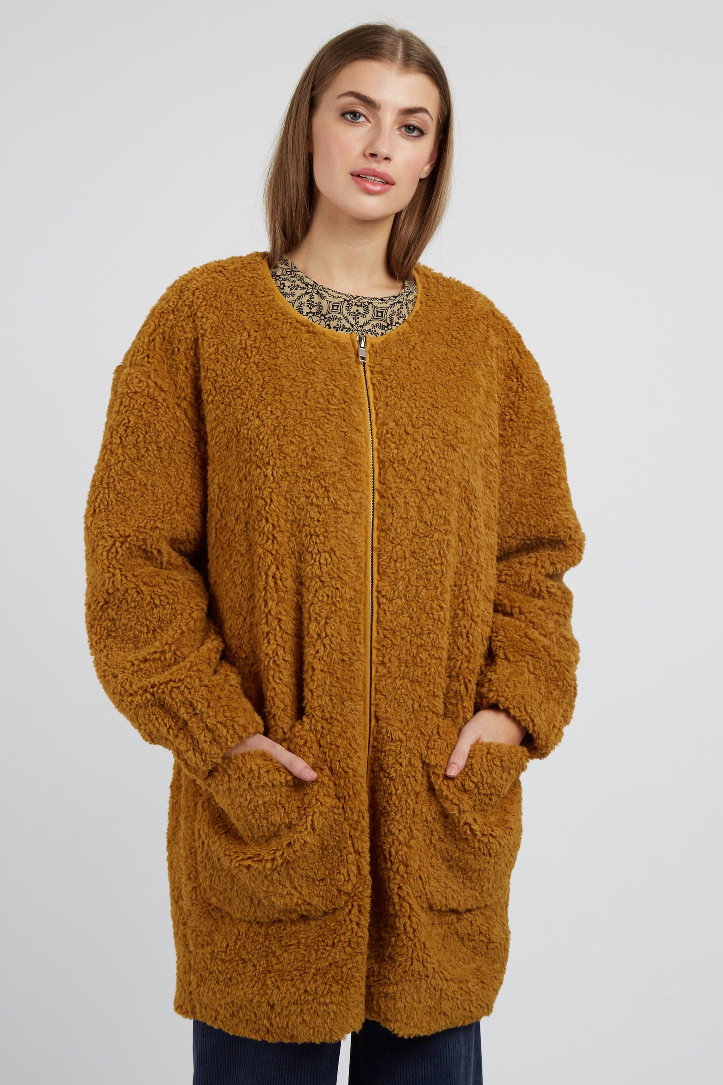 Aldora Borg Coat - Mustard