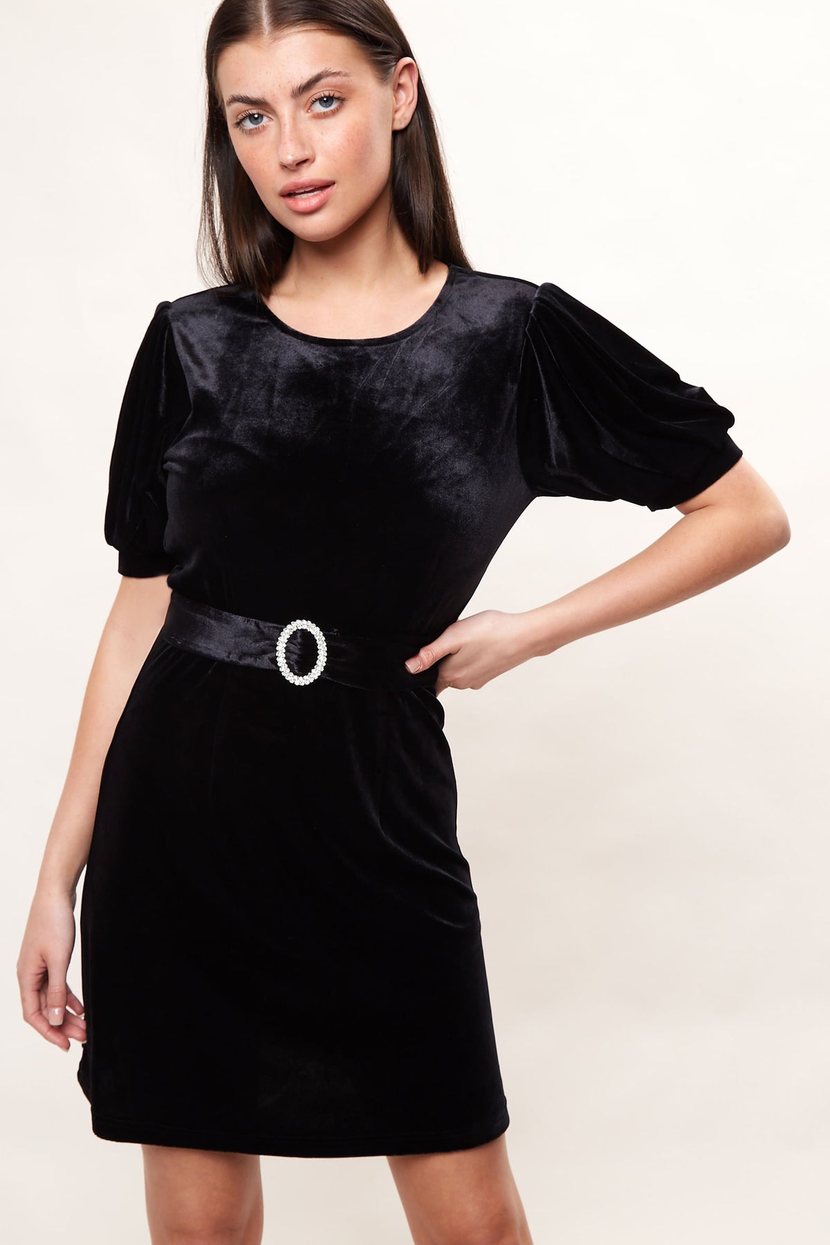 black velvet diamante mini dress Self-Portrait Embellished Short Dress