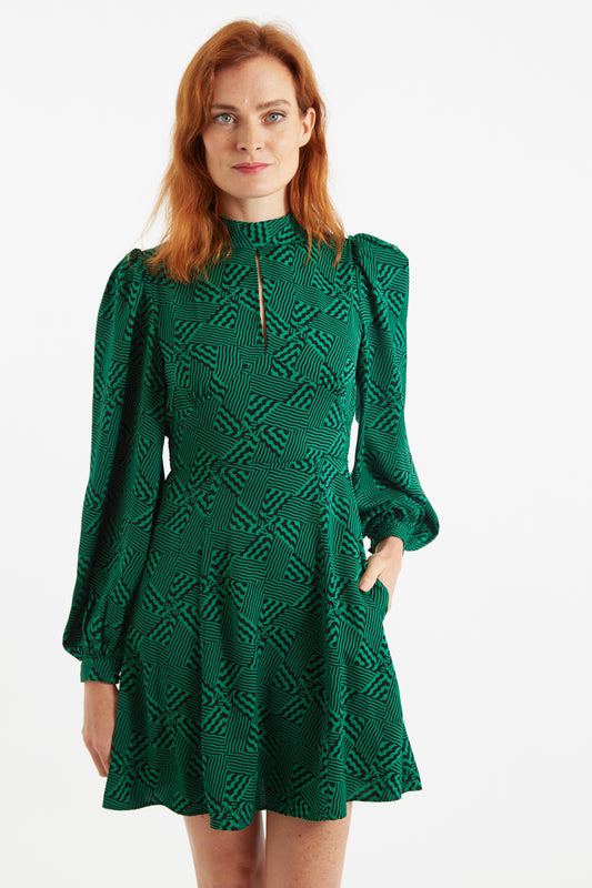 Ari 60's Patchwork Long Sleeve Mini Dress