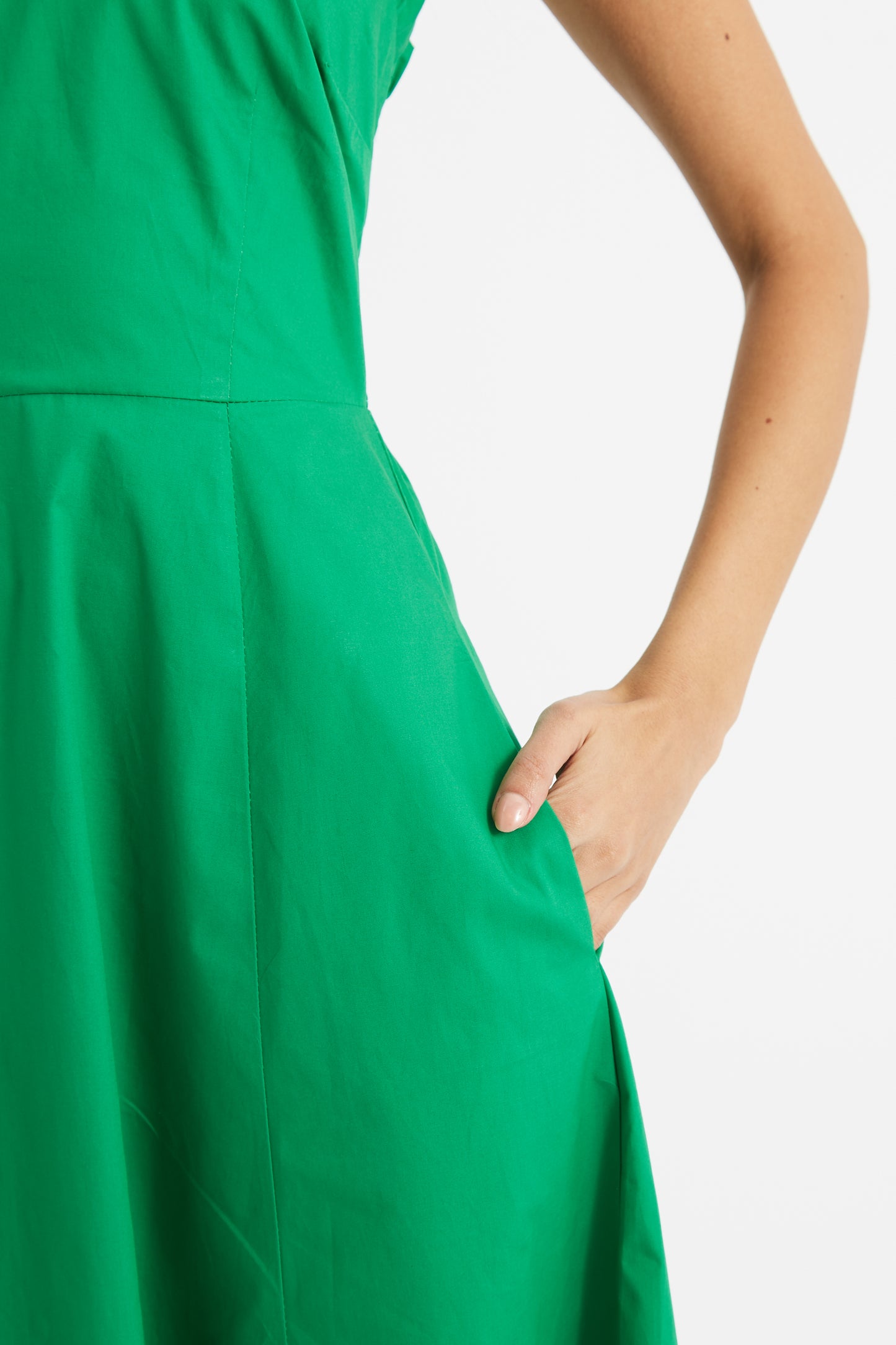 Aria Poplin Green Halter Neck Midi Dress