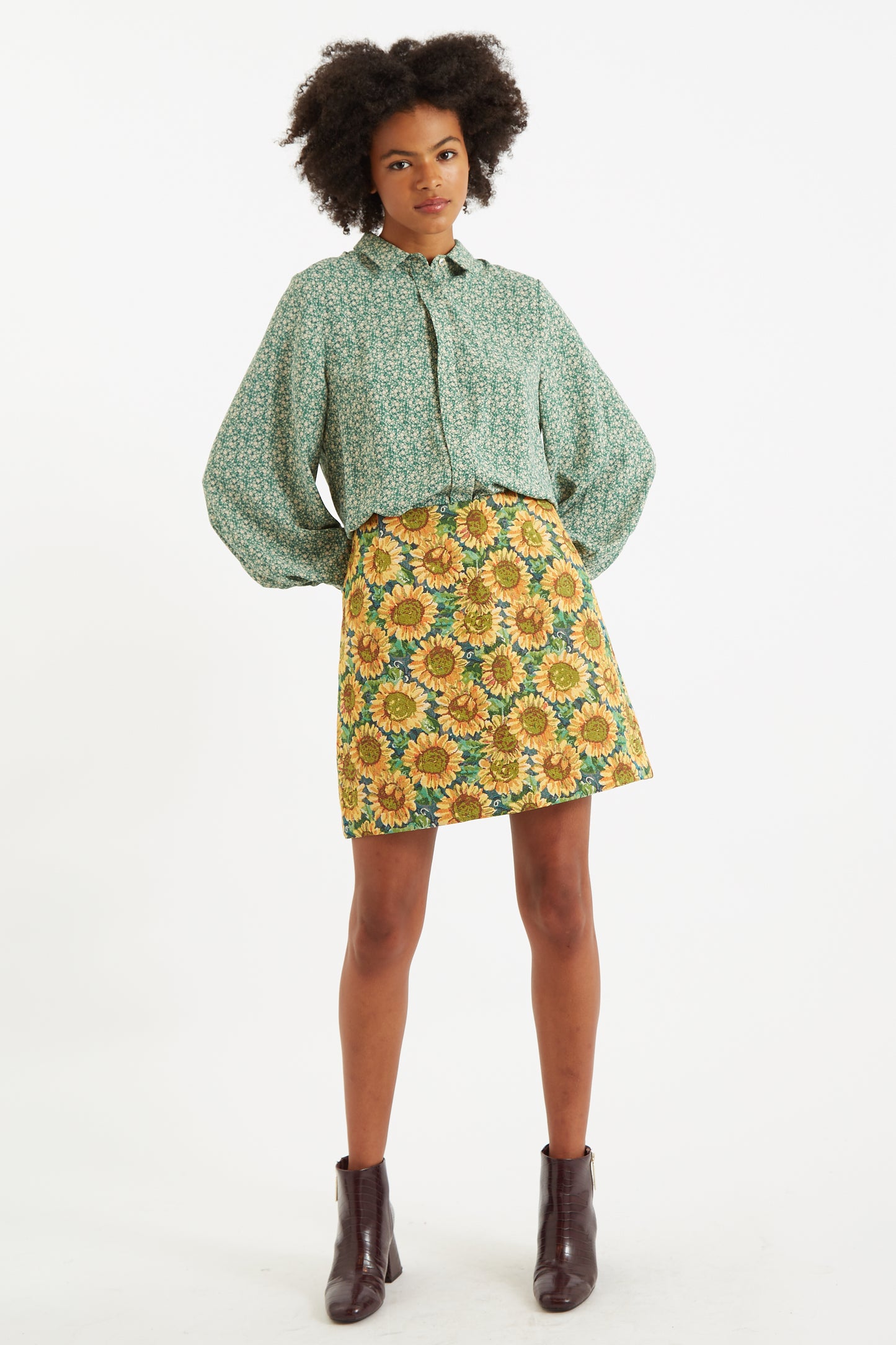 Louche Aubin Sunflower Jacquard A Line Skirt