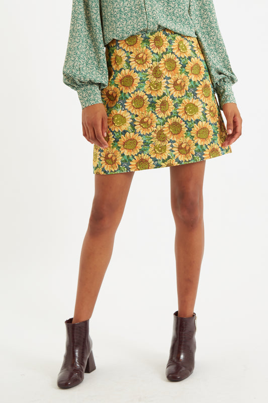 Louche Aubin Sunflower Jacquard A Line Skirt