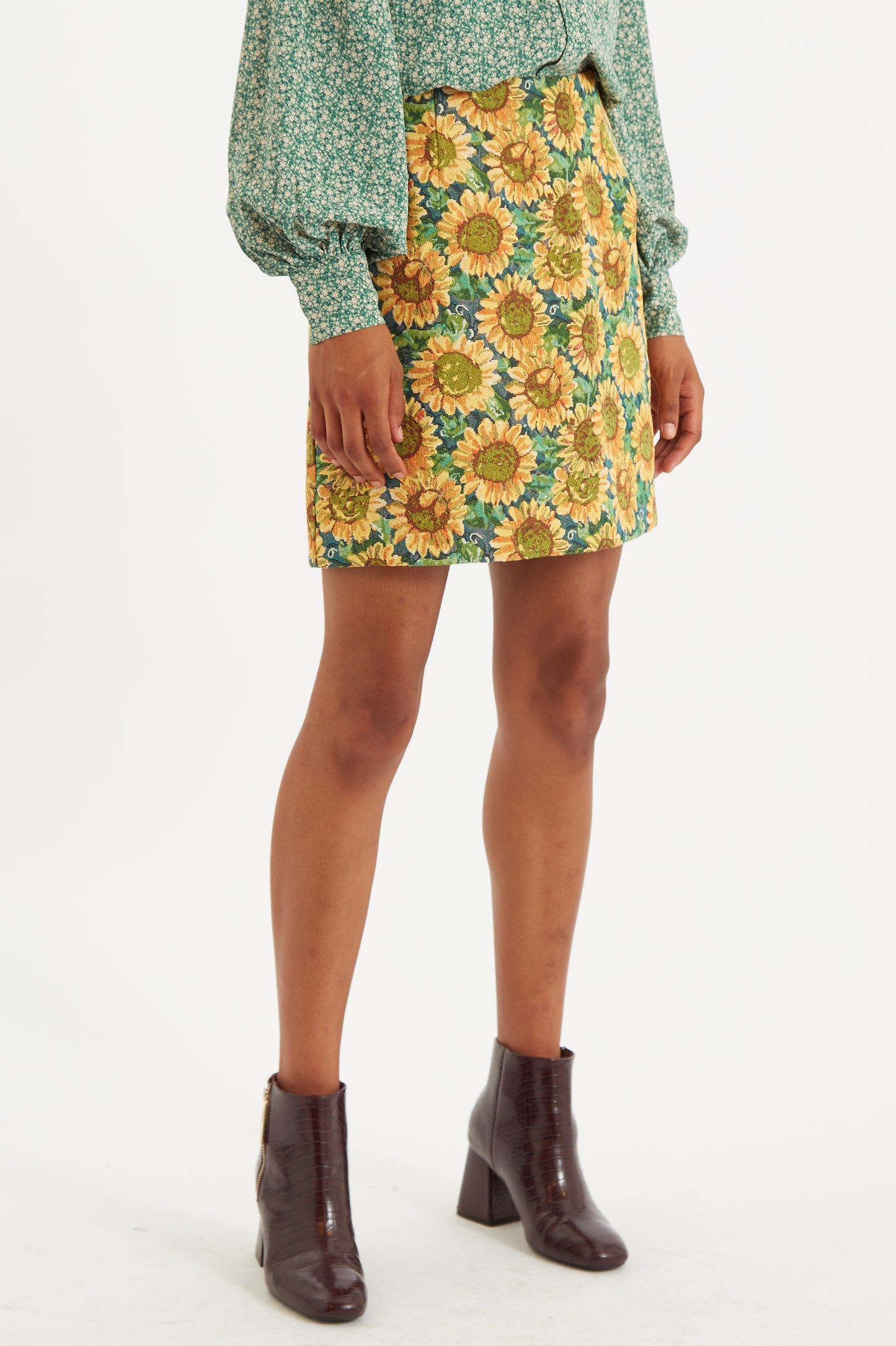 Louche Aubin Sunflower Jacquard A Line Skirt