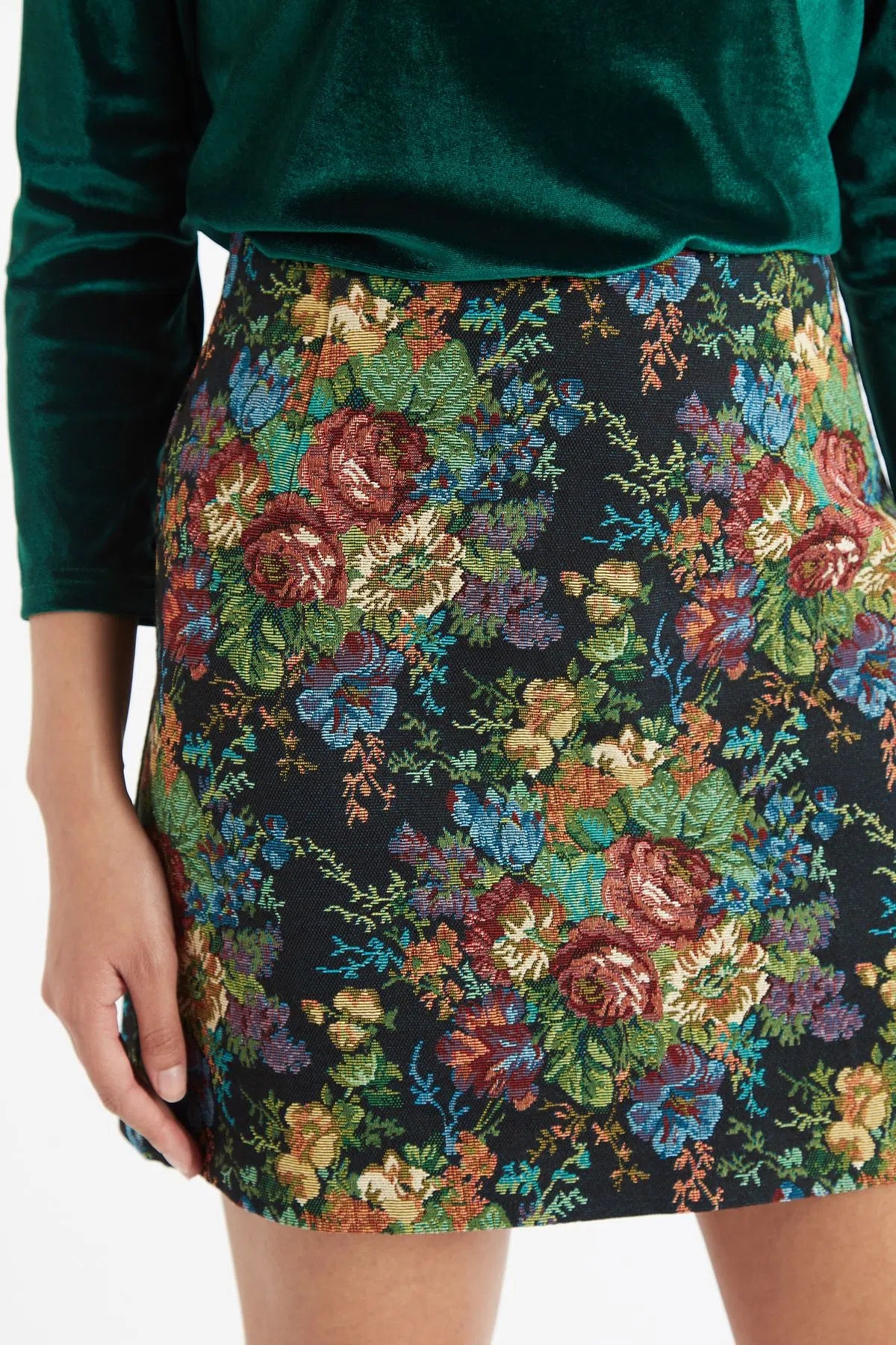 Louche Aubin Flower Mix Jacquard Mini Skirt