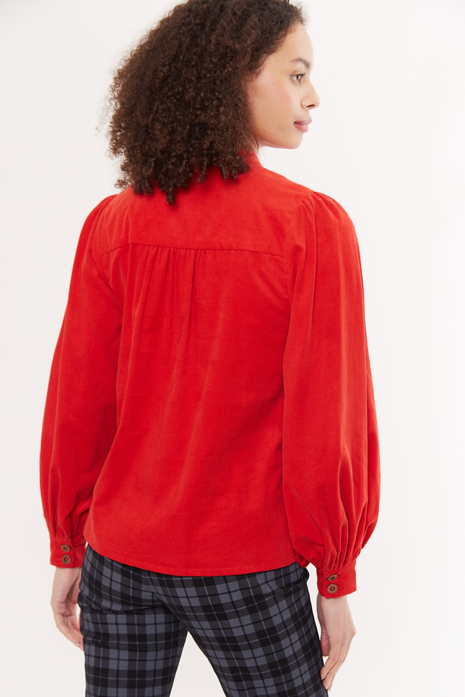 Louche Aviv Baby Cord Long Sleeve Blouse Red