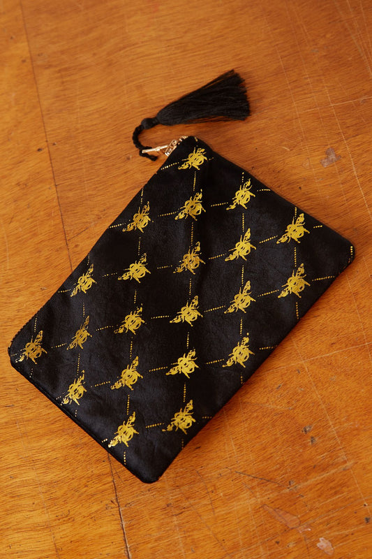 Bee Print Velvet Make Up Bag