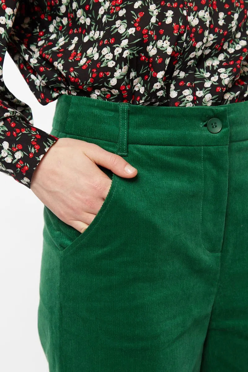 Tim Baby Cord Straight Cut Trousers - Green