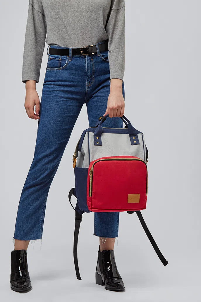 Billie Colour Block Pocket Backpack Red