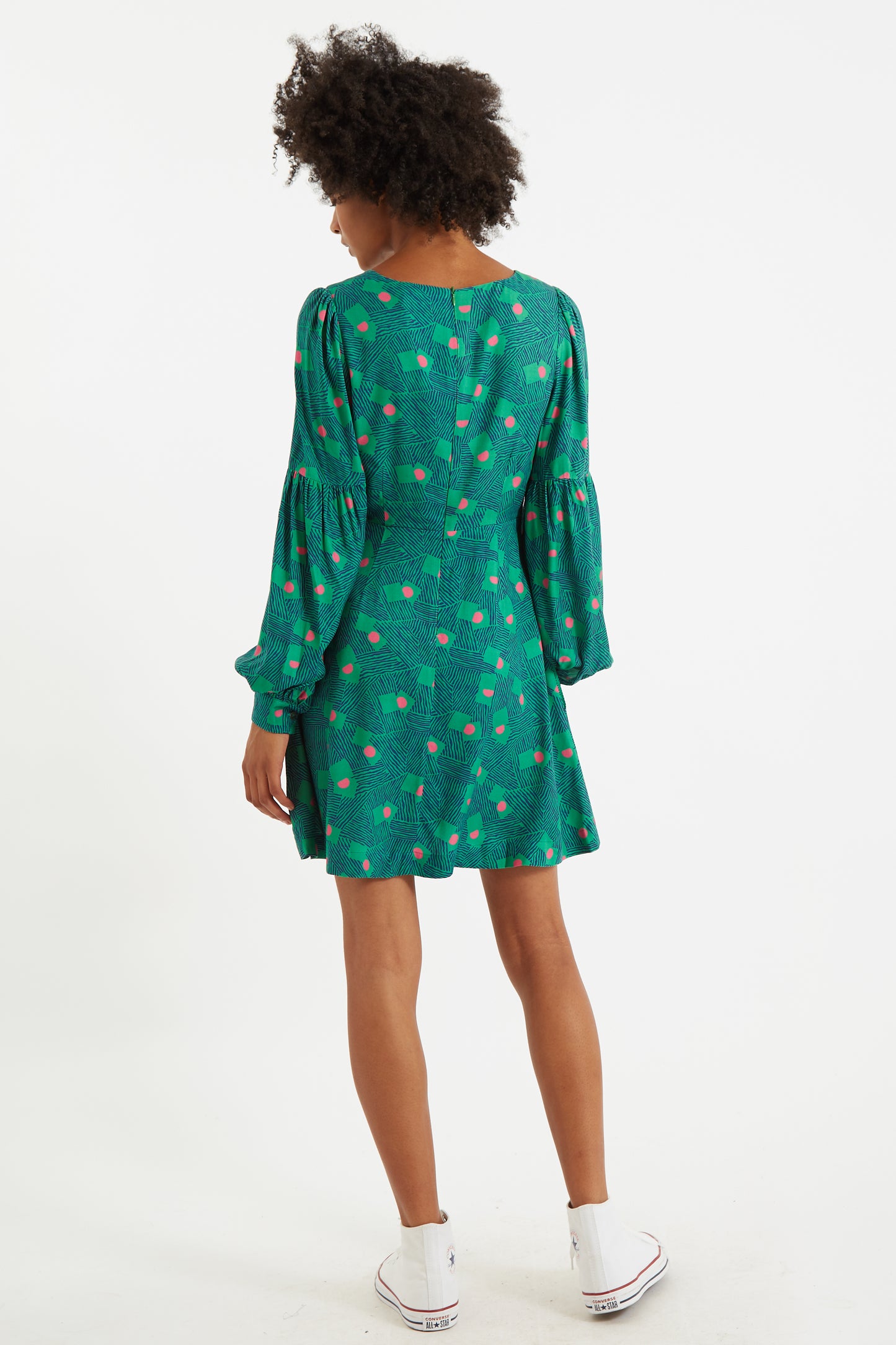 Bindy Bauhaus Abstract Print Square Neck Long Sleeve Dresses