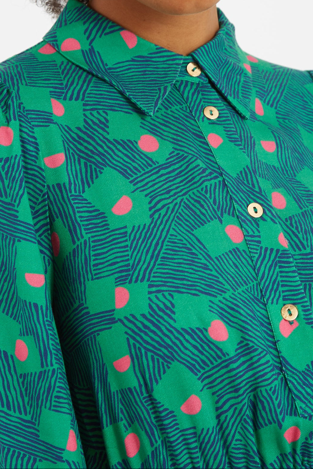 Bron Bauhaus Abstract Print Midi Shirt Dress - Detail 1