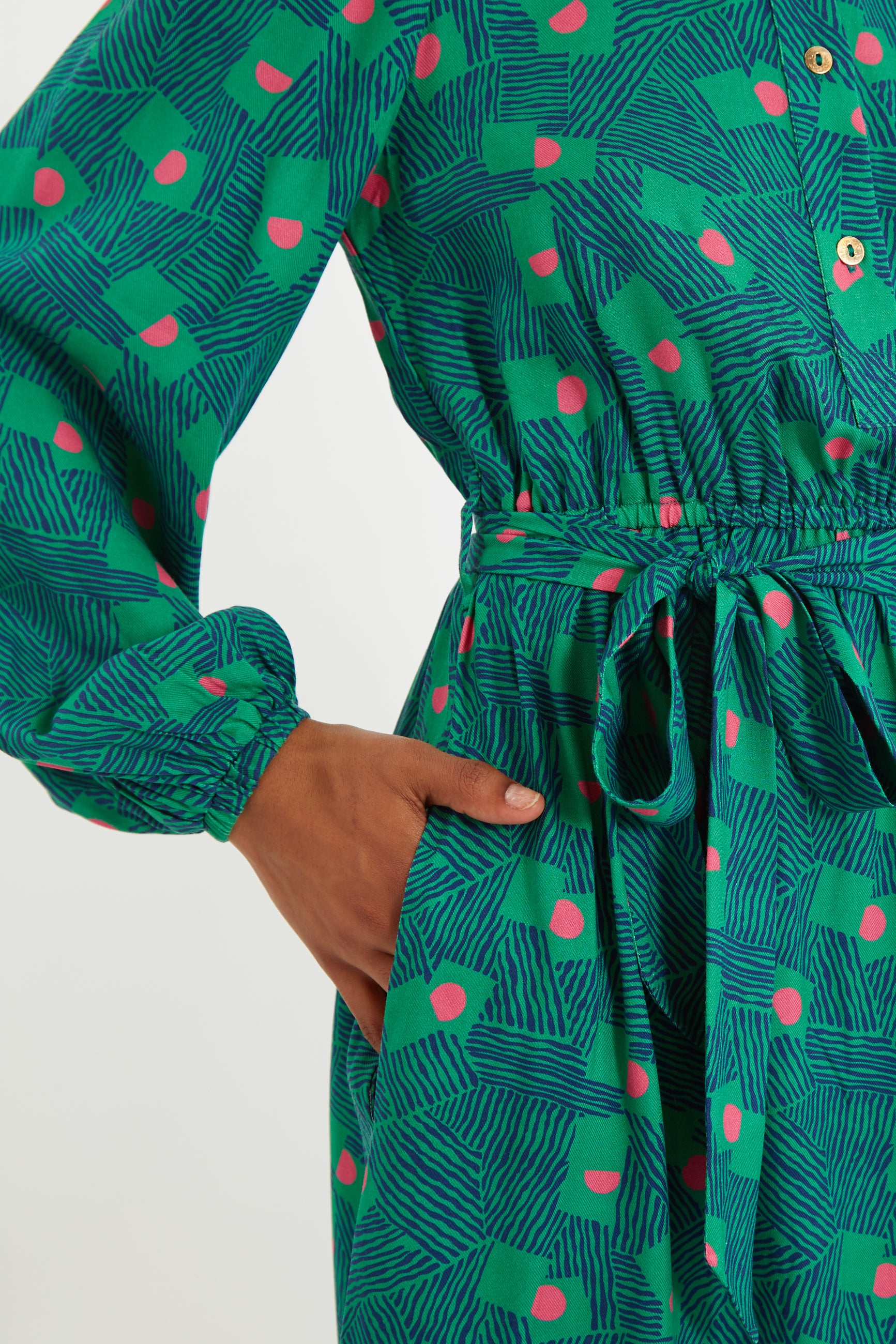 Bron Bauhaus Abstract Print Midi Shirt Dress - Detail 2