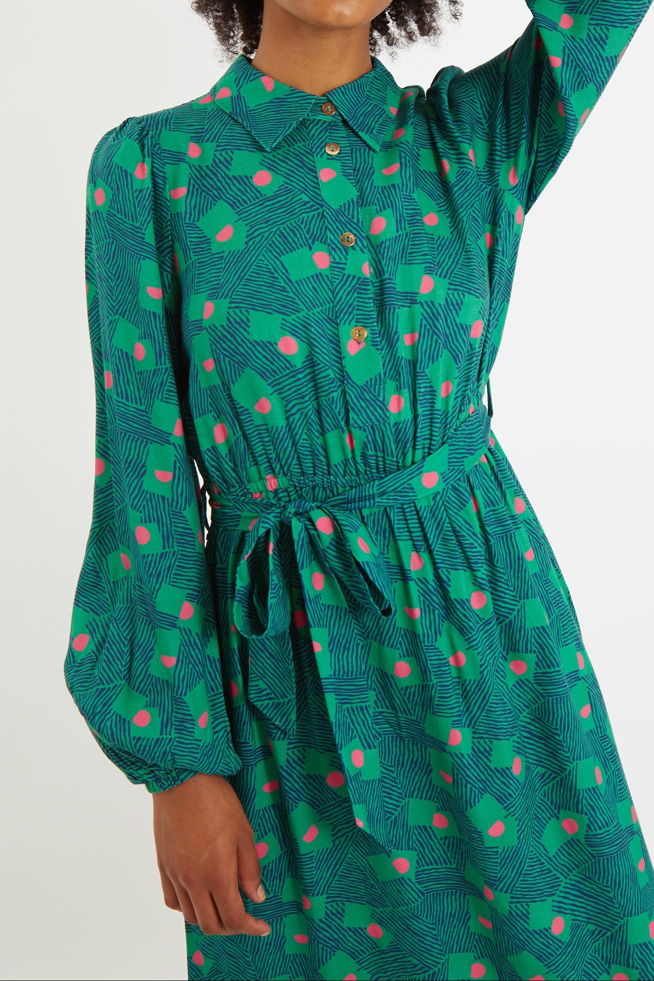 Bron Bauhaus Abstract Print Midi Shirt Dress - Detail 3