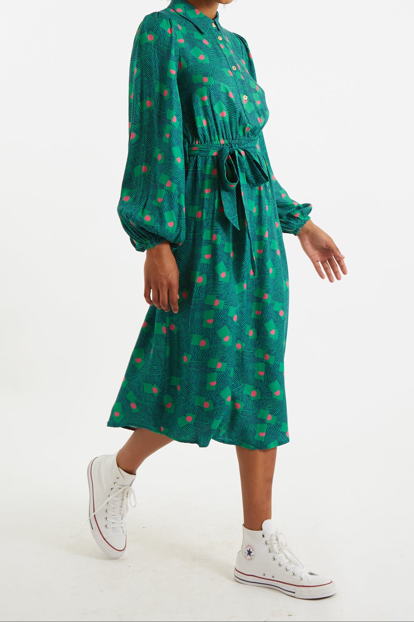 Bron Bauhaus Abstract Print Midi Shirt Dress