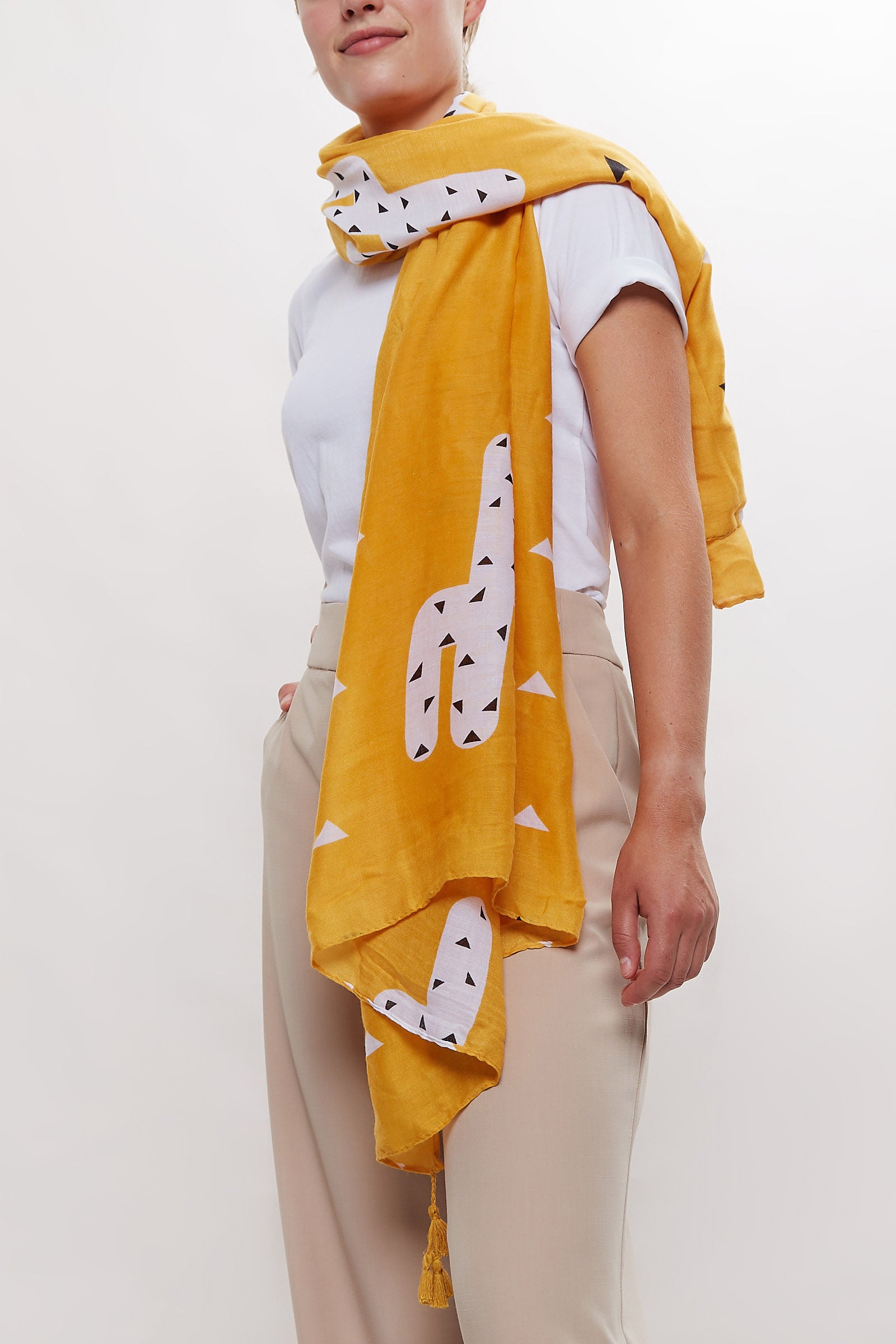 Louche Cactus Printed Scarf - Styled