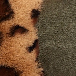 Louche Cadhla Faux Suede And Fur Cuffed Touch Screen Gloves - Green - Fabric & Print Detail