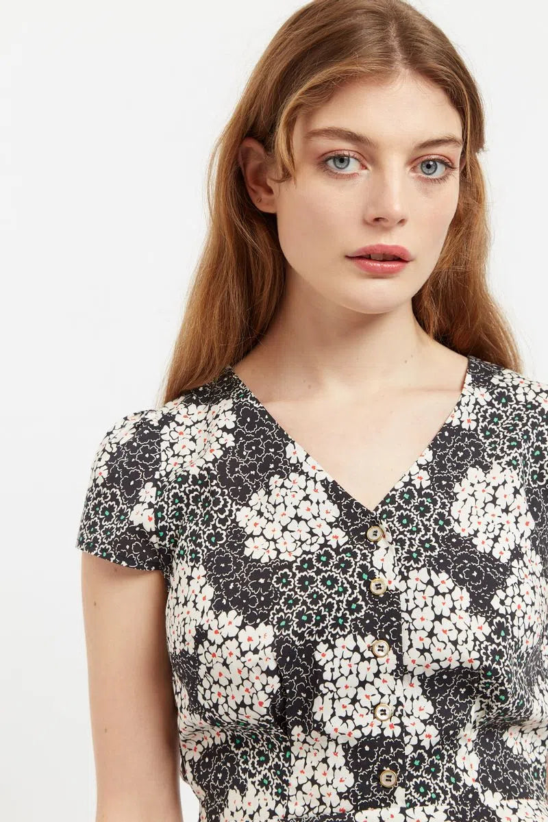 Louche Cathleen Mini Flower Patch in Black & White