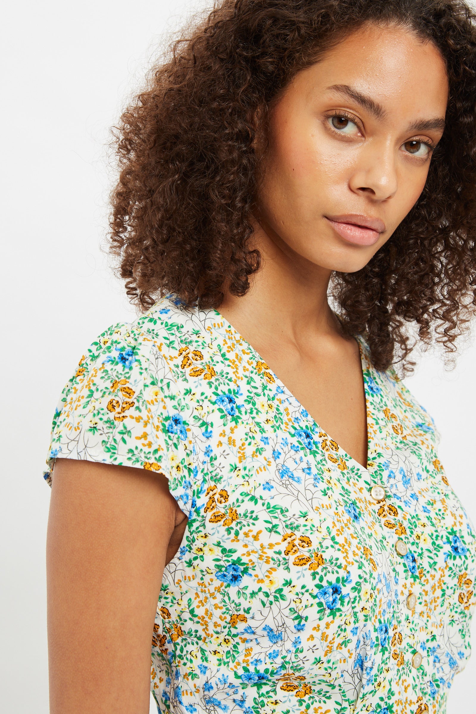 Louche Cathleen Flower Show Printed Mini Tea Dress