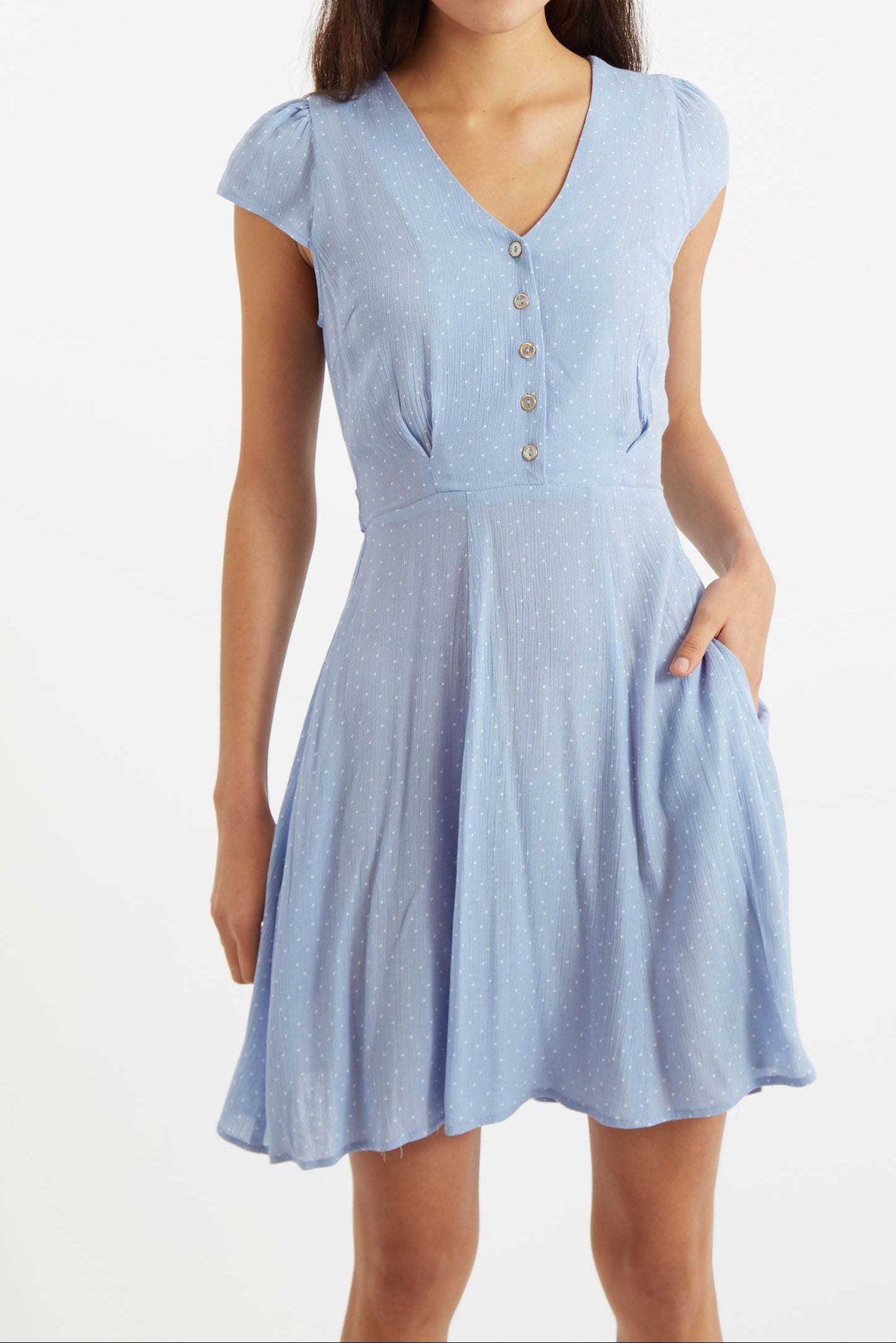 Cathleen Mini Petite Dot Tea Dress - Front