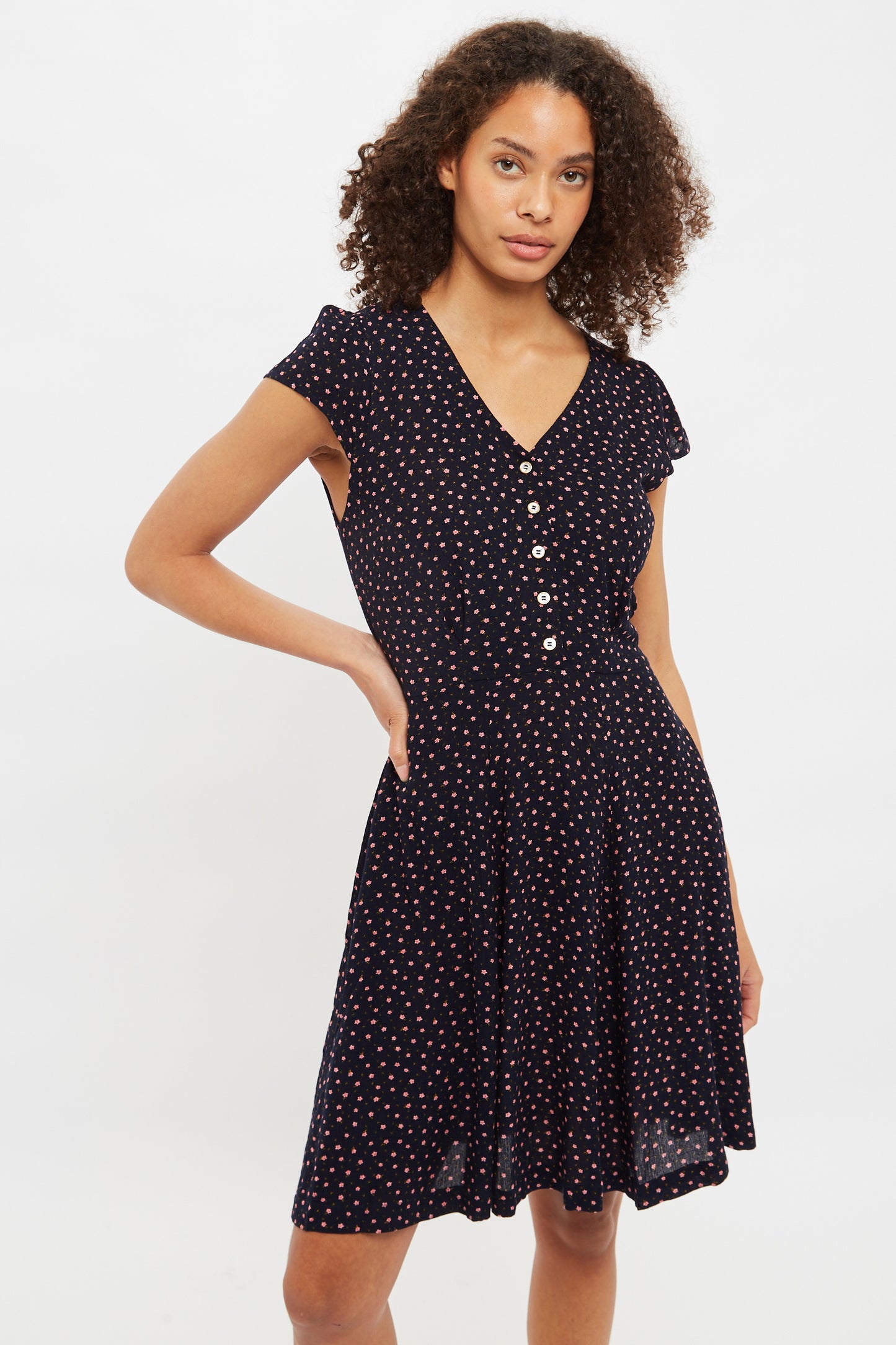 Cathleen Mini Teeny Flower Bud Print Tea Dress