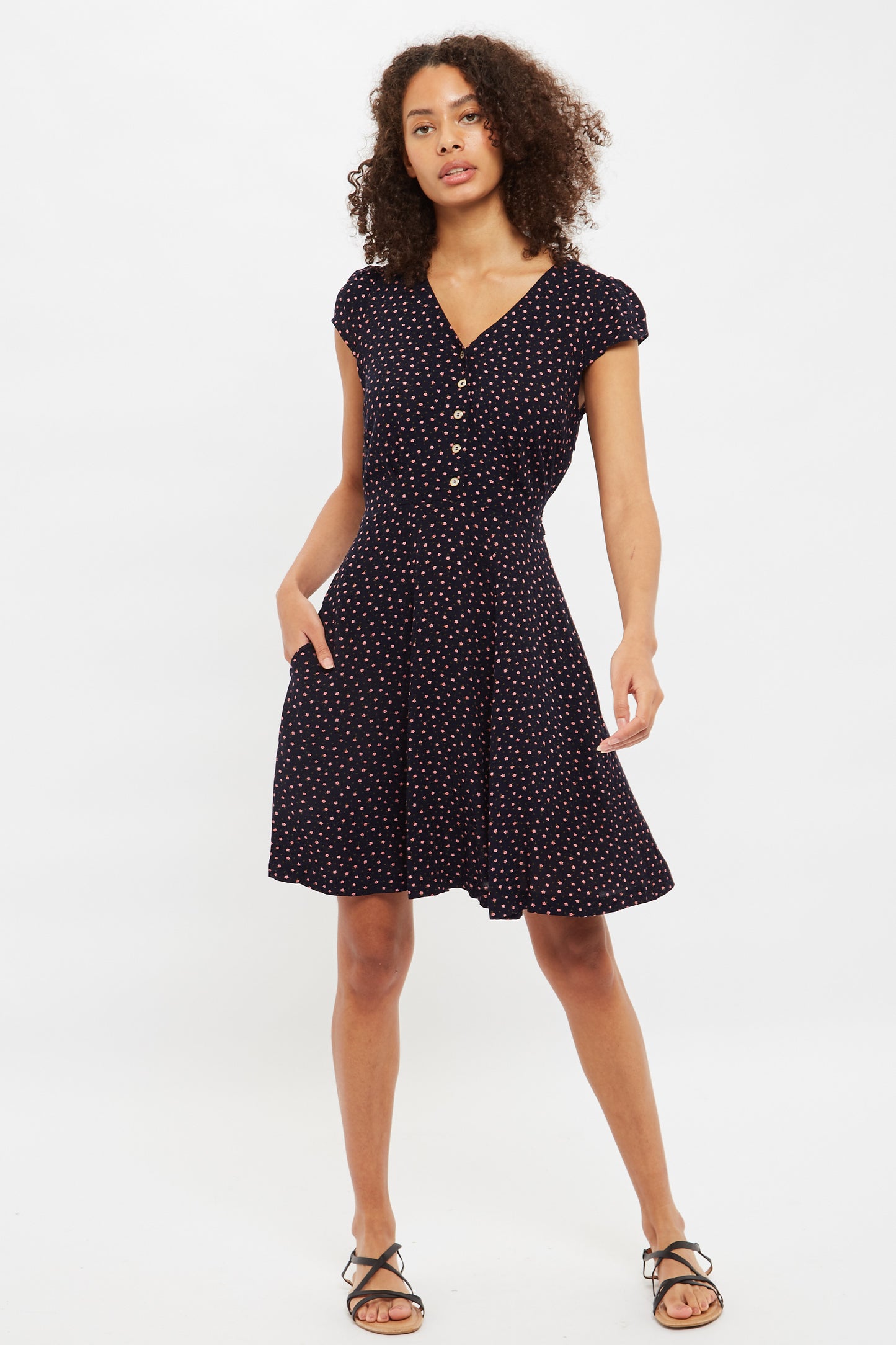 Cathleen Mini Teeny Flower Bud Print Tea Dress